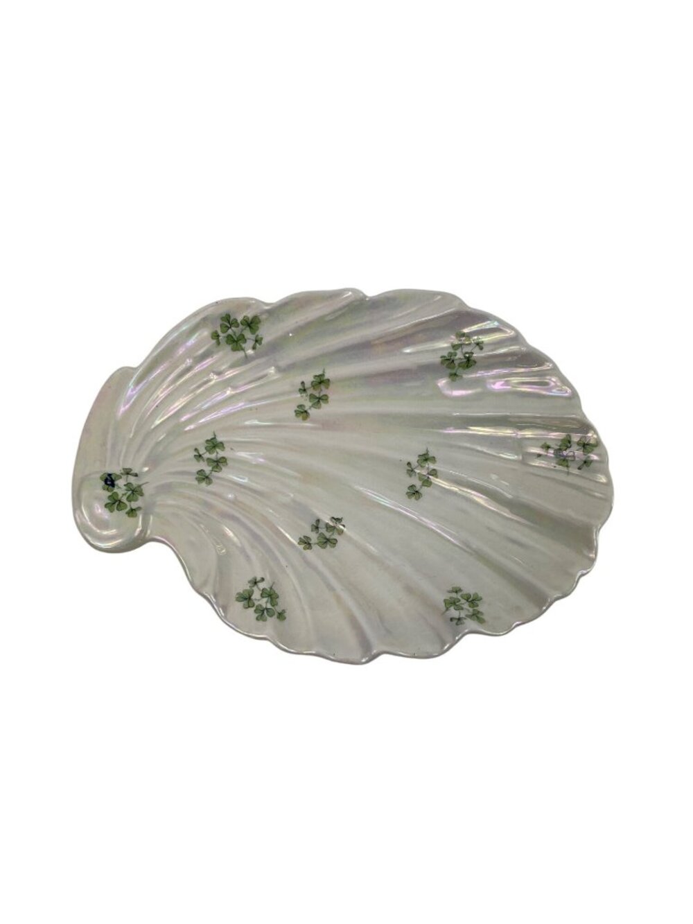 Royal Winton Shamrock Shell-Shaped Ceramic Dish Iridescent Decorative Plate